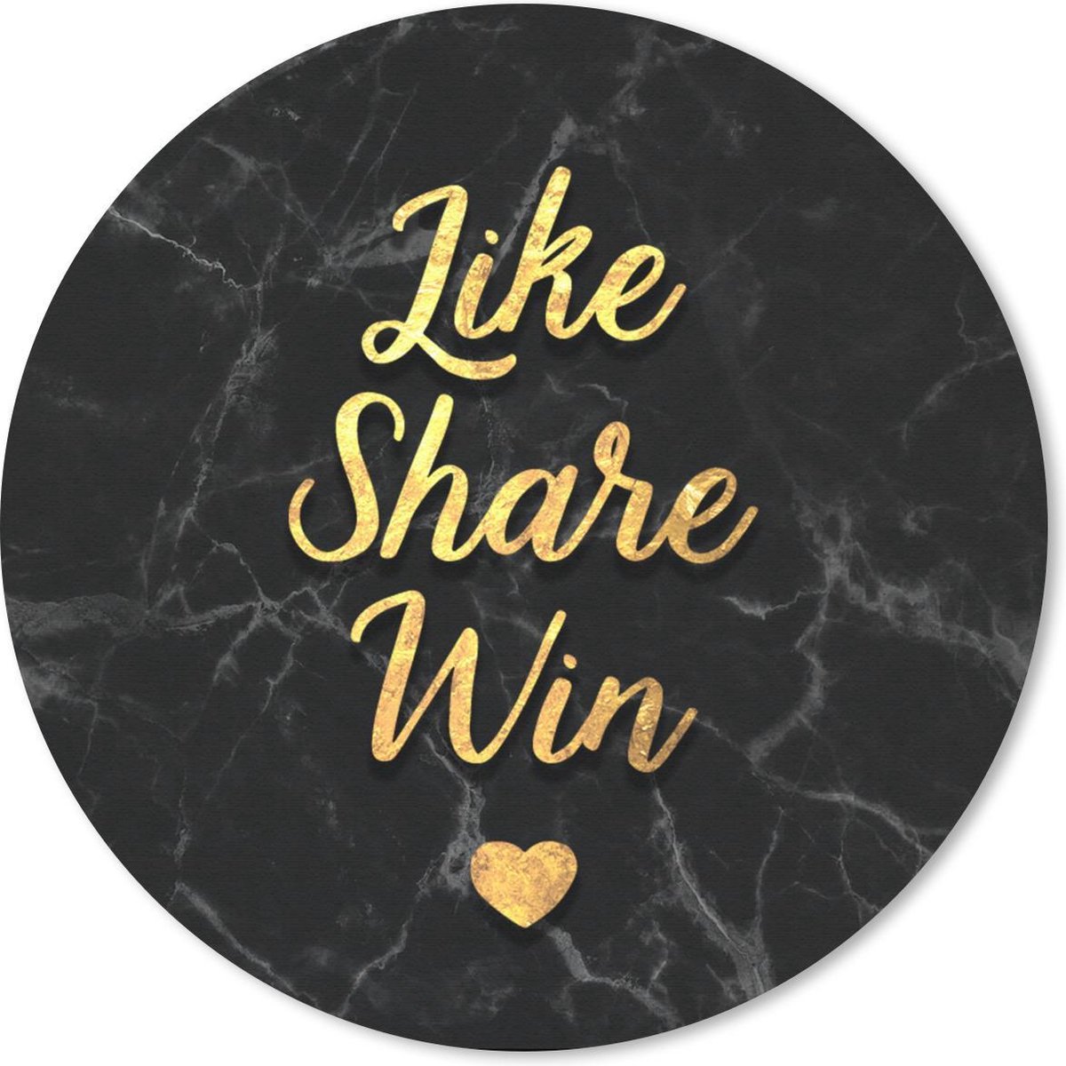 Muismat rond 30x30 cm - Mousepad Actie - Win - Goud - Marmer print - Ronde muismatten
