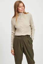 Vila Trui Viril Knit Funnel Zip Neck L/s Top 14060125 Natural Melange Dames Maat - XS