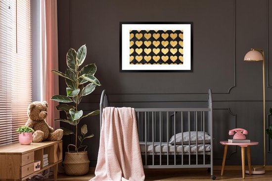 Cadre photo avec affiche - Motifs - Coeur - Or - Zwart - 90x60 cm - Cadre pour affiche