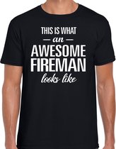 Awesome Fireman / geweldige brandweerman cadeau t-shirt zwart - heren -  brandweer kado / verjaardag / beroep shirt XXL