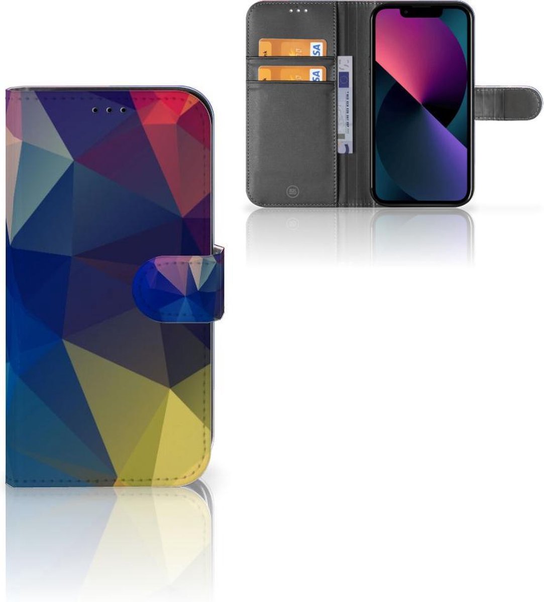 Boekhoesje voor Apple iPhone 13 Book Case Polygon Dark