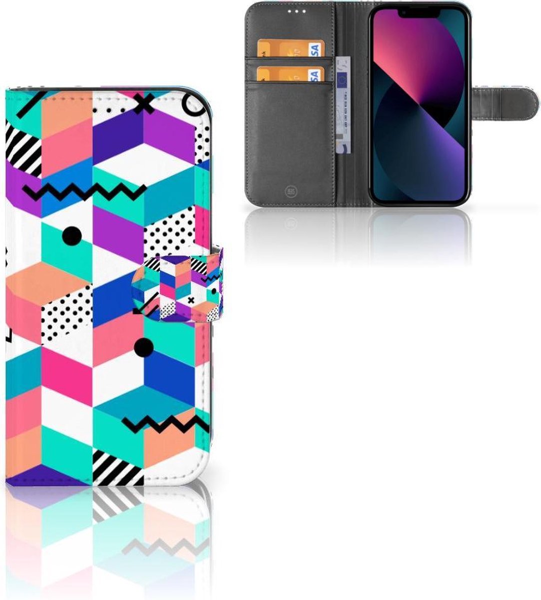 Apple iPhone 13 Book Case Blokken Kleurrijk