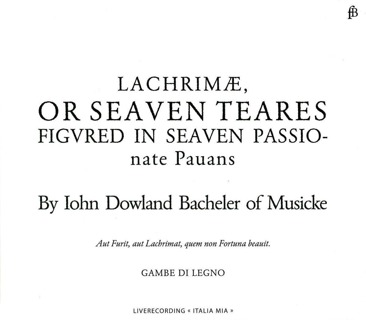 Gambe Di Legno - Lachrimae, Or Seaven Teares (CD)
