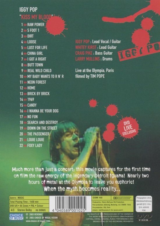 Iggy Pop - Kiss My Blood (DVD), Iggy Pop | Muziek | bol