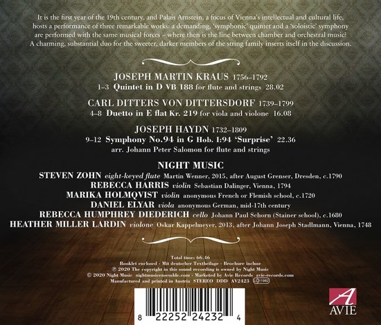 Joseph Martin Kraus, Carl Ditters von Dittersdorf, Night Music - Music For A Viennese Salon (CD)
