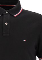 Tommy Hilfiger Core slim fit polo - heren polo met contrastbiezen - zwart - Maat: XL