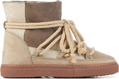 Inuikii Enkellaarsjes Dames Outdoor / Snowboots / Damesschoenen - Suède - Patchwork Sneaker - Beige combi - Maat 40