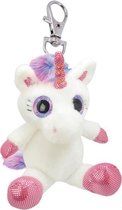 sleutelhanger Unicorn meisjes 10 cm pluche wit/roze