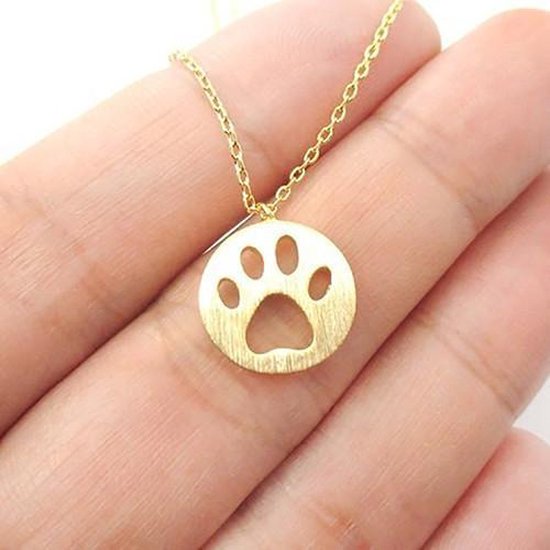 GoedeDoelen.Shop | ketting hondenpootje rond goudkleur | Hond | Hondenketting | Hondenliefhebber | Pootafdruk | Paws