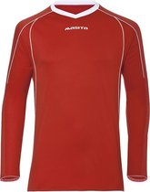 Masita | Sportshirt Heren Lange Mouw - Striker Voetbalshirt Fitness Shirt- Hardloopshirt Heren - Wedstrijdshirt - sneldrogend - RED/WHITE - XXL