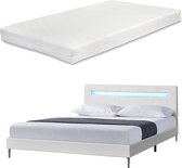 Bed Taastrup met LED-verlichting matras 140x200 cm wit