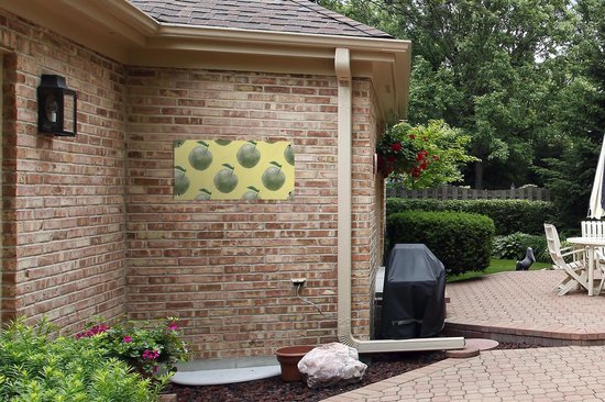 Poster de jardin Pommes - Vert - Jaune - 80x40 cm - Décoration murale Outdoor - Poster de jardin - Toile jardin - Poster clôture - Tableau jardin.