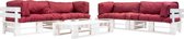 Medina 6-delige Loungeset pallet met rode kussens hout