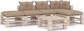 Medina 6-delige Loungeset met kussens pallet grenenhout
