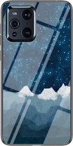 Voor OPPO Zoek X3/X3 Pro Sterrenhemel Geschilderd Gehard Glas TPU Schokbestendige Beschermhoes (Star Chess Rob)