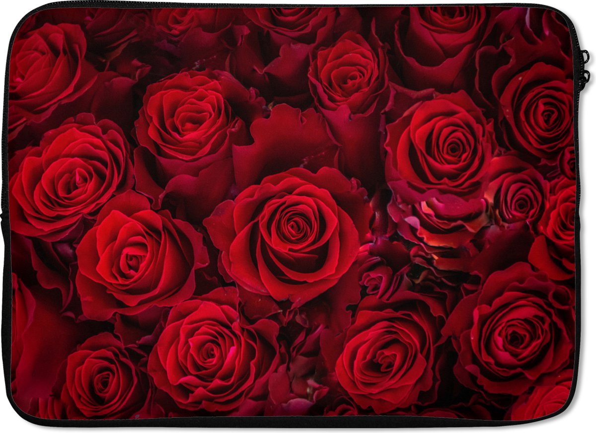 Laptophoes - 14 inch - Bloemen - Rozen - Rood - Rode rozen - Laptopsleeve
