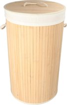 4goodz bamboe ronde wasmand met deksel en handvaten - 50 L - 30x60 cm