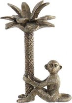 Kandelaars - candle holder resin 20x16x28 palm tree aged golden - goud