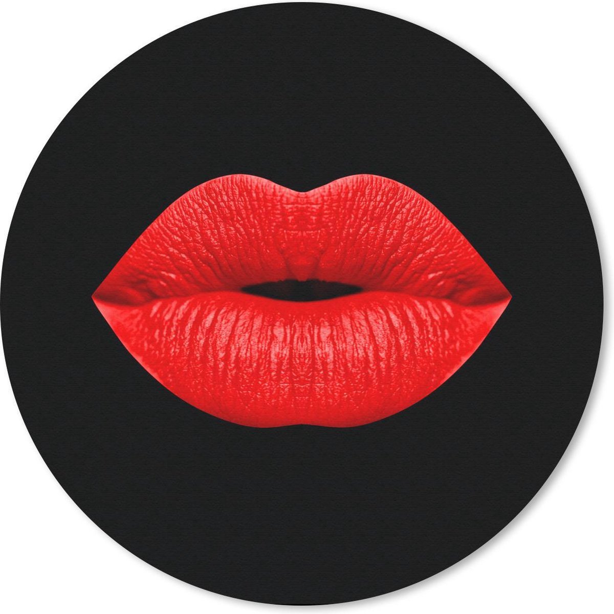 Muismat rond 50x50 cm - Mousepad Lippen - Rood - Zwart - Ronde muismatten
