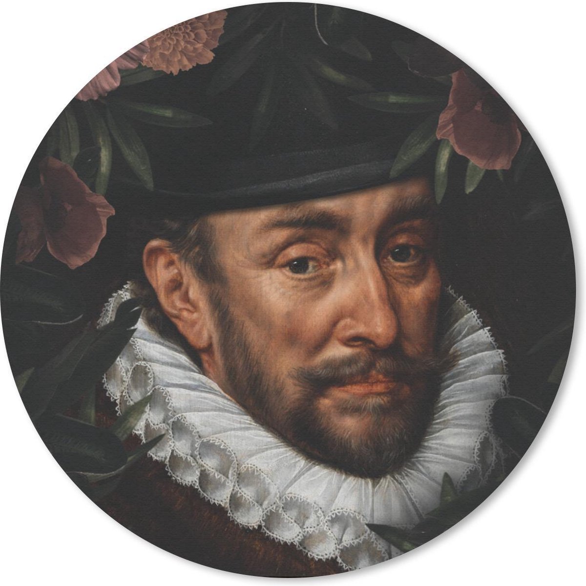 Muismat - Mousepad - Rond - Willem van Oranje - Kunst - Bloem - 40x40 cm - Ronde muismat