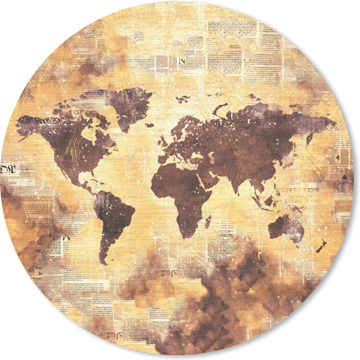 Muismat rond 40x40 cm - Mousepad Wereldkaart - Stippen - Kleuren - Ronde muismatten