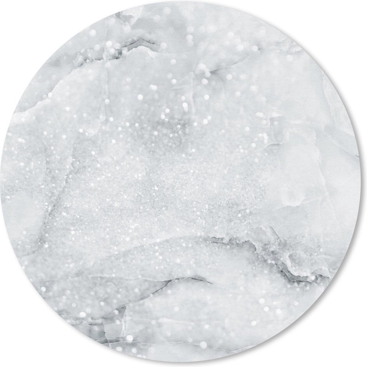Muismat rond 50x50 cm - Mousepad Marmer - Glitter - Grijs - Ronde muismatten
