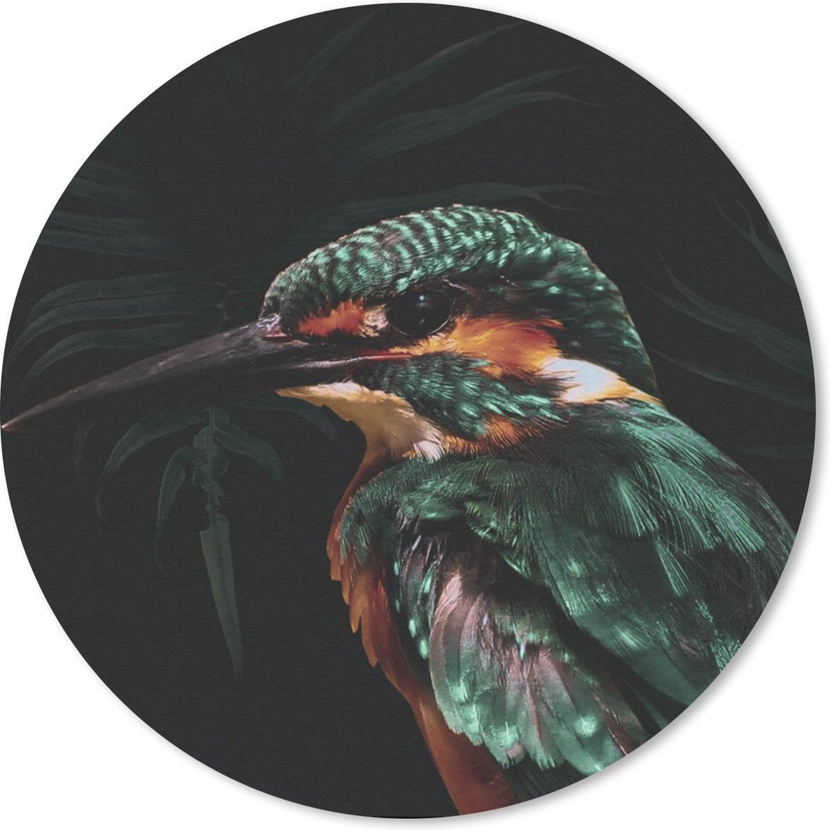 Muismat rond 50x50 cm - Mousepad IJsvogel - Vogel - Groen - Ronde muismatten