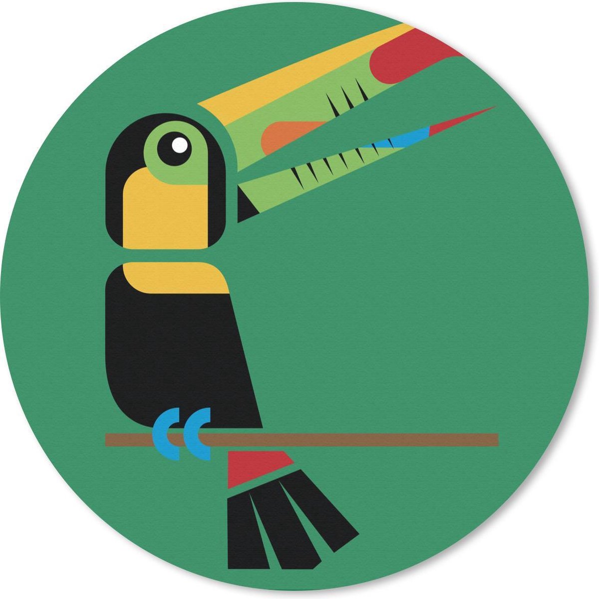 Muismat rond 40x40 cm - Mousepad Vector illustratie van een toekan - Ronde muismatten