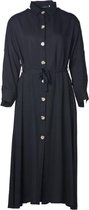 Dames lange jurk met knopen + ceintuur zwart | Maat L/XL