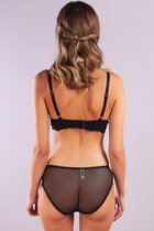 Gaspara Voorgevormde Kant & Tulle Plunge BH - Maat 80D - Zwart