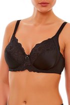 Vivian Dames Lingerie Niet-voorgevormde Minimizer met beugel BH (12-741) - WINTERSALE - Maat 80D - ZWART