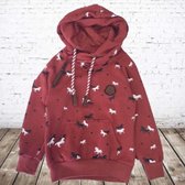 Squared and Cubed hoodie met paarden print rood -s&C-122/128-Hoodie meisjes