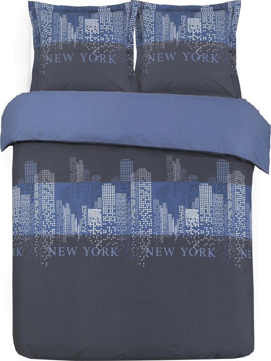 Vision - NY Skyline Blue - Dekbedovertrek met bijhorende - 100% katoen