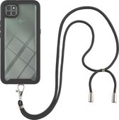 Voor Motorola Moto G9 Power Sterrenhemel Effen Kleur Serie Schokbestendige PC + TPU Beschermhoes met Nekband (Zwart)