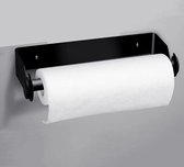 Keukenrolhouder Zwart -Kitchen Roll Holder zonder boren, Keukenrolhouder Muur Papierrolhouder Roestvrijstalen Keuken Rol Dispenser Keukenrol Houder Opslag Organisator Wandmontage (