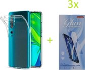 Hoesje Geschikt voor: Xiaomi Mi Note 10 / Note 10 Pro Transparant TPU Silicone Soft Case + 3X Tempered Glass Screenprotector