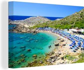 Peintures sur toile - Parasols - Mer - Grèce - 120x80 cm - Décoration murale