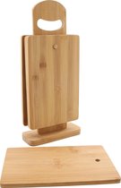 Snijplank Set - 5-delig - Bamboe - 4 kleine snijplanken en Houder