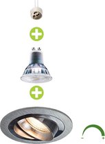 LED Inbouwspot 5.5 Watt Dimbaar | 80mm | kantelbaar | zilver | rond - 4000K - Naturel wit (840)