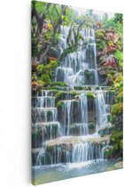 Artaza Canvas Schilderij Tropische Waterval In Thailand - 80x120 - Groot - Foto Op Canvas - Canvas Print
