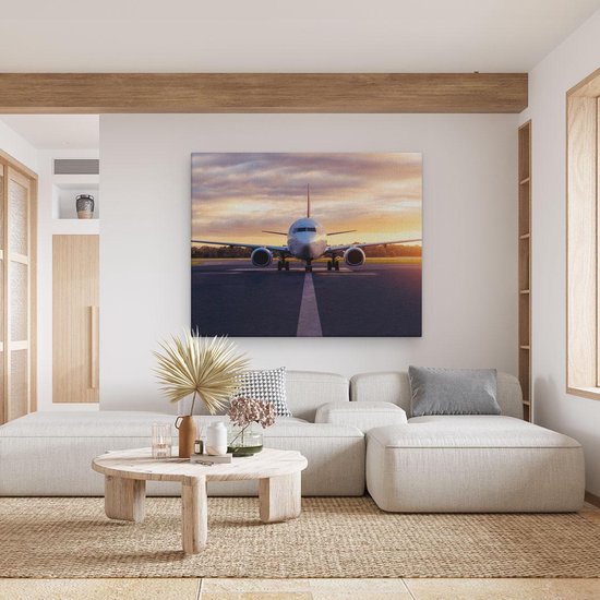 Artaza Peinture Sur Toile Avion Sur La Piste - 100x80 - Groot - Photo Sur Toile - Impression Sur Toile