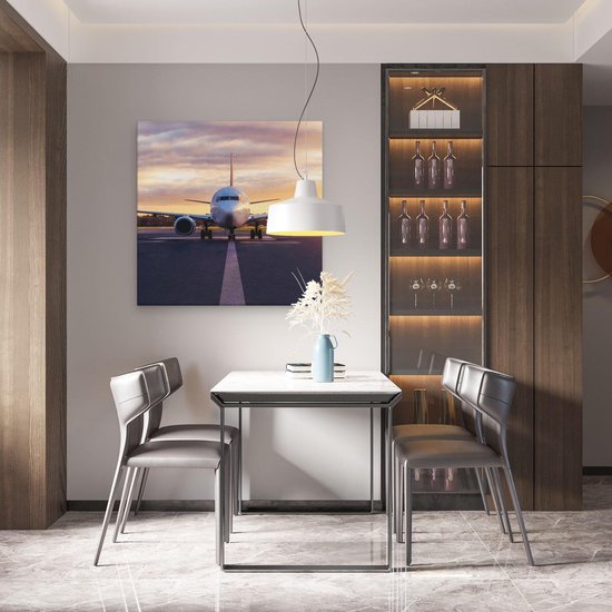 Artaza Peinture Sur Toile Avion Sur La Piste - 80x80 - Groot - Photo Sur Toile - Impression Sur Toile