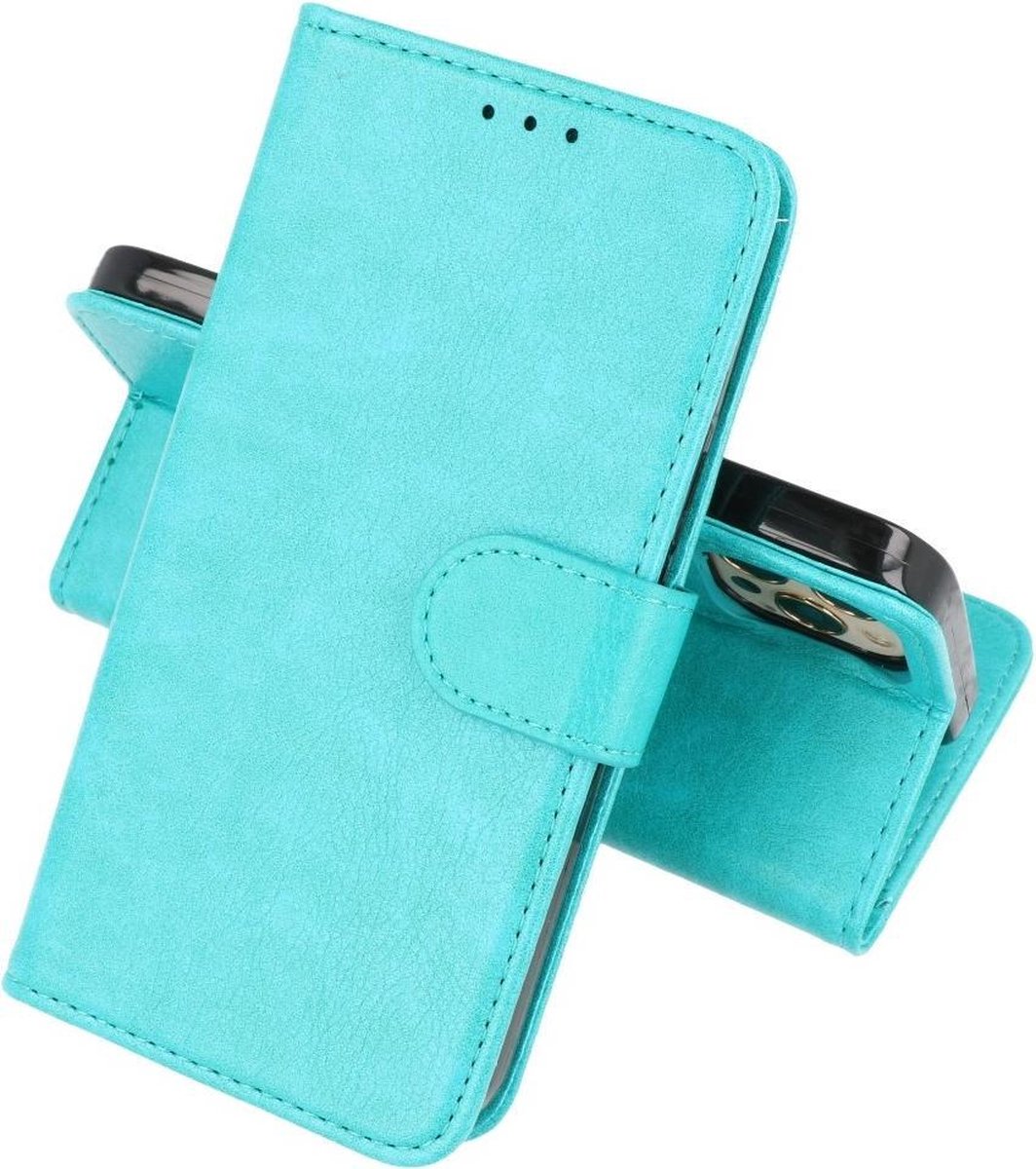 Hoesje Geschikt voor iPhone 13 Pro - Kaarthouder Book Case Telefoonhoesje - Groen