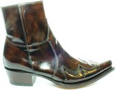 Sendra Boots 6225 Florentic Bruin Mimo Heren Cowboy Western Enkellaars Leren Zool Spitse Neus Stevige Hak Rits Sluiting Handgemaakt Echt Leer Maat 43