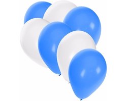 50x Ballonnen blauw en wit - knoopballonnen