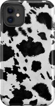 Apple iPhone 11 Hoesje - Extra Stevig Hoesje - 2 lagen bescherming - Met Dierenprint - Koeien Patroon - Zwart