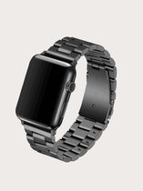 Luxe Zwarte Schakels Apple Watch bandje - 42/44 mm - Schakelarmband Voor Apple Watch Series 1/2/3/4/5/6/SE 42/44 mm Horloge Bandje - iWatch Schakel Polsband Strap RVS - Stainless Steel Watch 