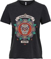 Only T-shirt Onllucy Life Reg S/s Mexi Box Top Jrs 15235740 Black/senorita Dames Maat - M