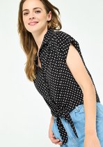 LOLALIZA Geknoopte blouse met stippen - Zwart - Maat 44