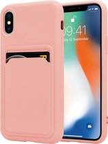 ShieldCase geschikt voor Apple iPhone X / Xs siliconen hoesje met pasjeshouder - roze - Hoesje met pasjeshouder - Shockproof - Pasjes case - Backcover Beschermhoesje Siliconen